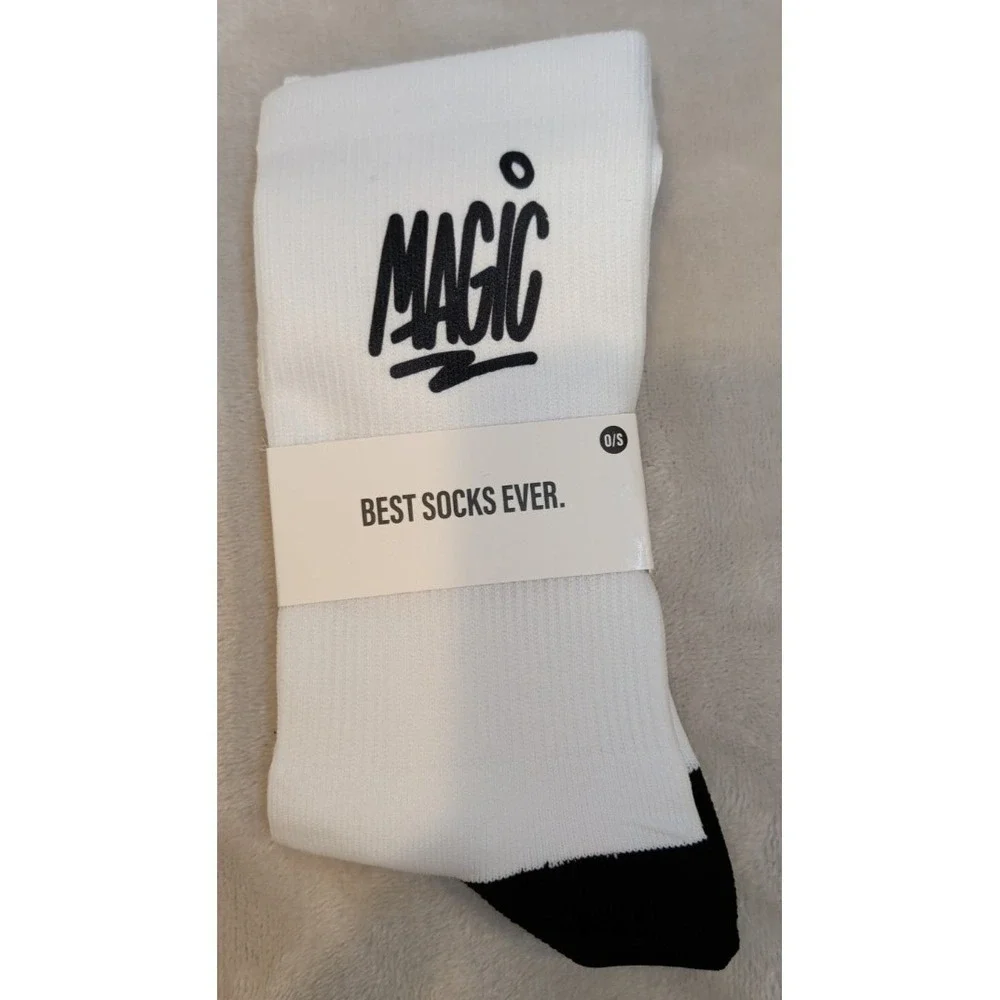 MAGIC Custom Crew Socks White Black Logo One‎ Size Unisex NEW Custom Lab